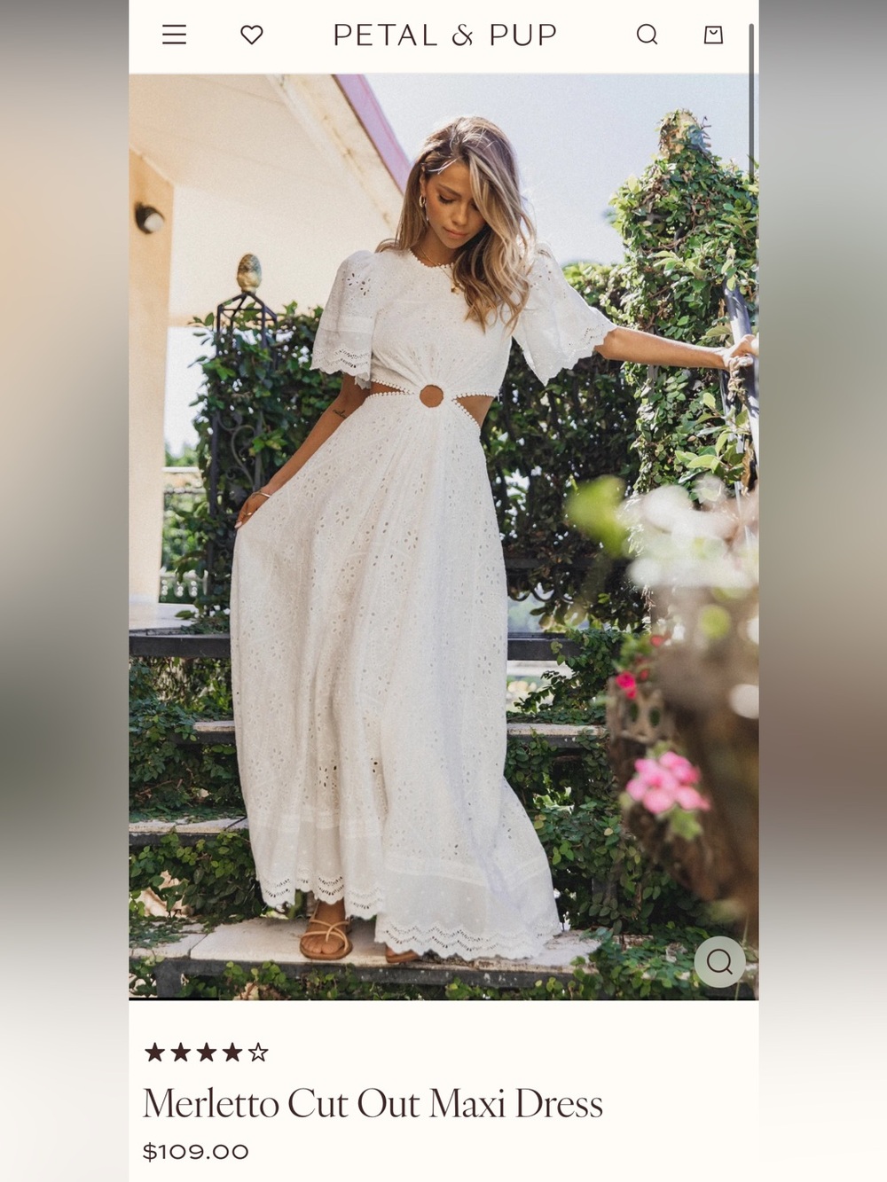 NEW Petal & Pup Merletto White Eyelet Cutout Maxi Dress Size L NWOT - Picture 3 of 6